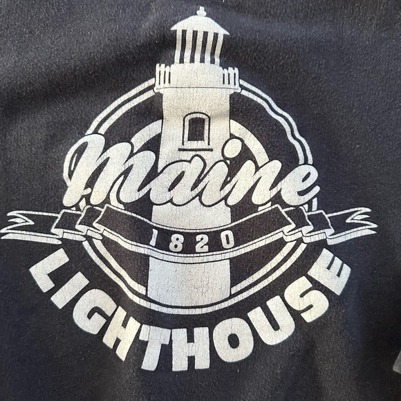 Maine Women's Lighthouse Cotton Preppy Nautical Coastal Chic Sweatshirt, sz S - Picture 3 of 4